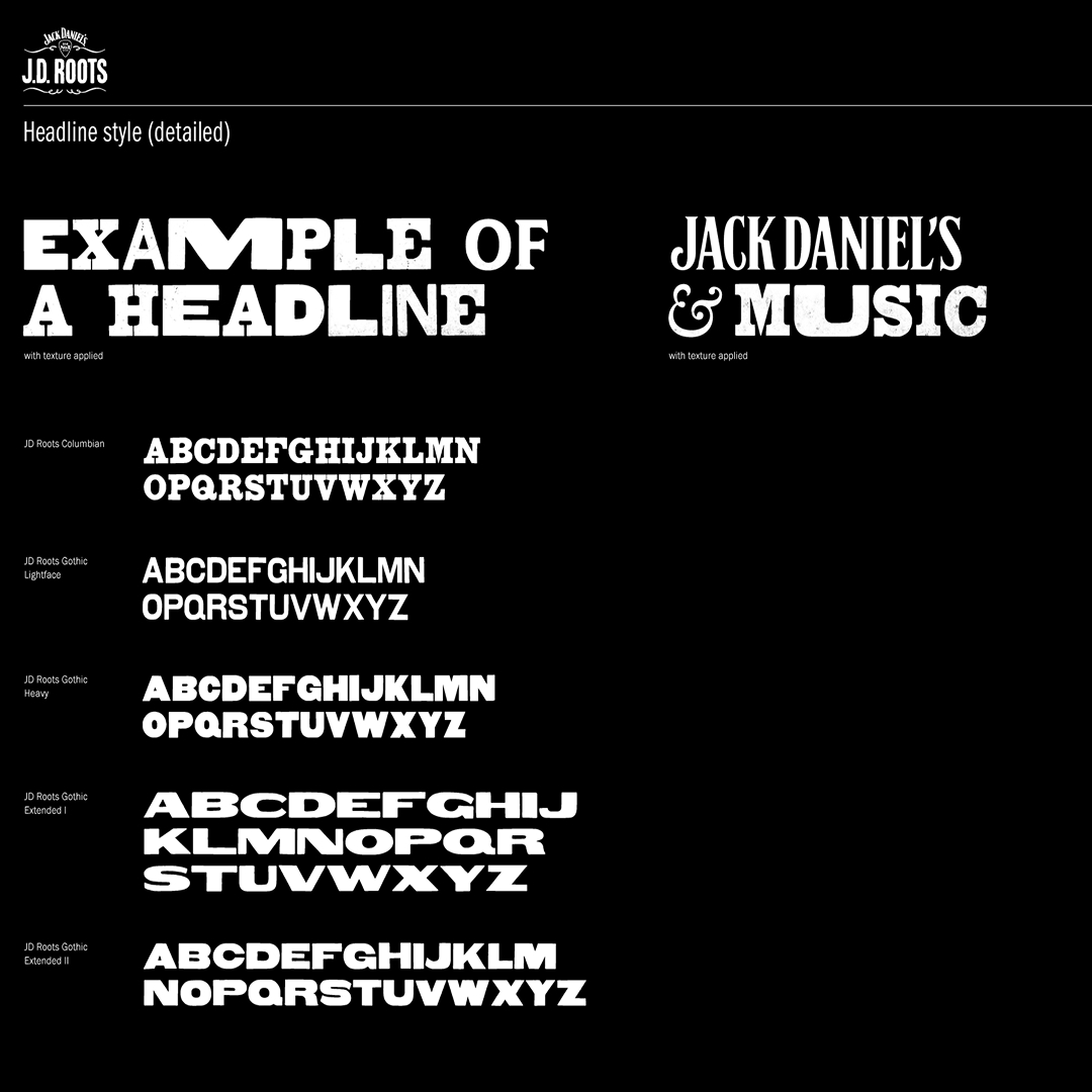 JD Roots design system typography