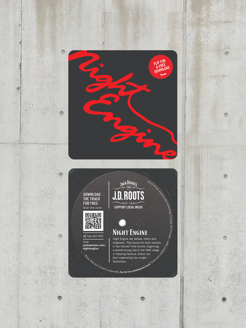JD Roots NFC artist beer mats