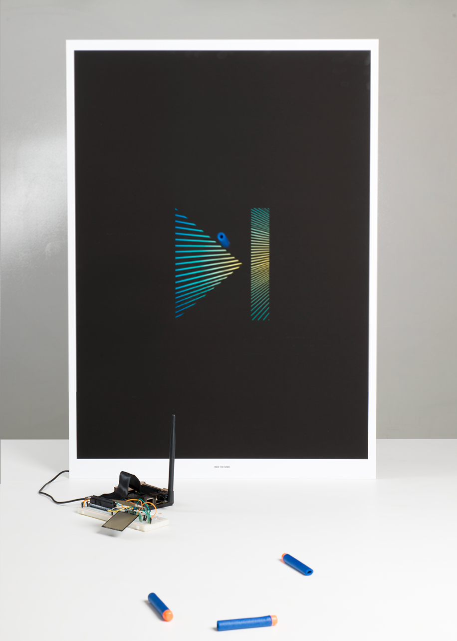 Interactive music poster installation one