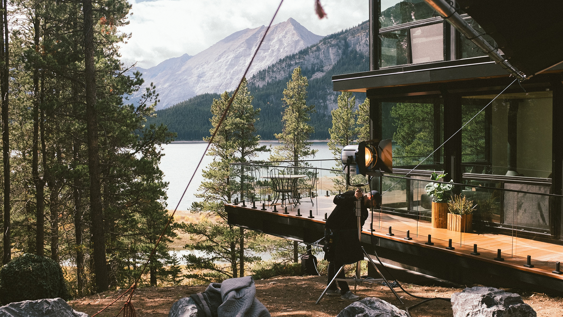 INFINITI production shoot at a mountain location